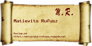 Matievits Rufusz névjegykártya